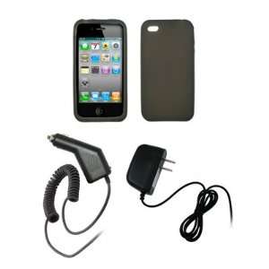   Case + Rapid Car Charger + Wall Travel Home Charger for Apple iPhone 4
