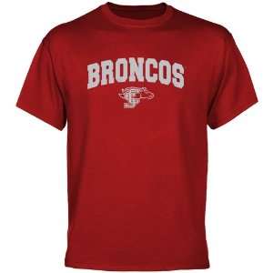 Santa Clara Broncos Cardinal Logo Arch T shirt: Sports 