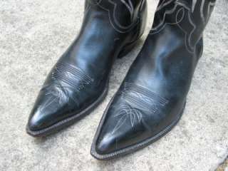 Dan Post Used Black Leather Cowboy Boots 9.5 D  