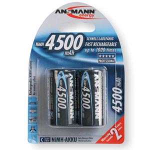 Ansmann 2pk C 1.2V 4500mAh NiMH Rechargeable Batteries  