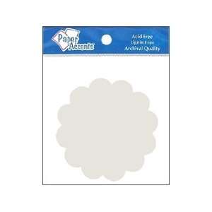  Paper Accents Chipboard Shapes Scalloped Circle White 8pc 