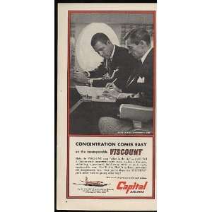  1956 Capital Airlines Viscount Businessmen Print Ad (12249 