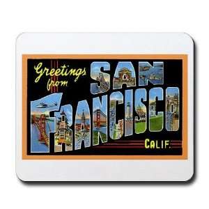 San Francisco California Greetings Vintage Mousepad by CafePress 