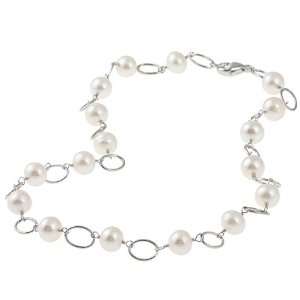 DaVonna Sterling Silver White Freshwater Pearl 16 inch Necklace (7 7.5 