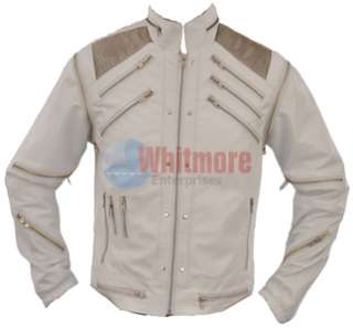   Jackson Beat It Vintage Replica White Faux Leather Jacket  