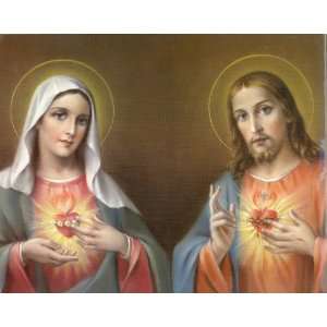 Sacred Heart of Jesus and Mary Print 8 x 10  Kitchen 