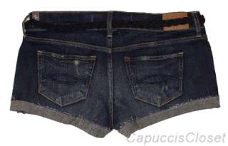 ABERCROMBIE & FITCH WOMENS KENDALL DESTROYED BELT DENIM JEAN SHORTS 0 