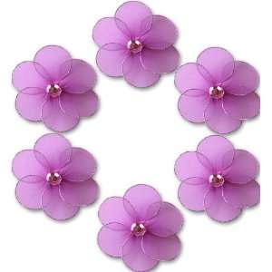  6 x 2 mini nylon flower craft   Dark Pink Katie Flowers 