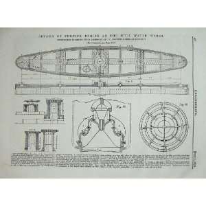  1876 Engineering Pumping Engine Hull Water Work Diagram 