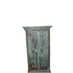  Rustic Cabinet Antique Jaipur Armoire Storage Chest Blue 