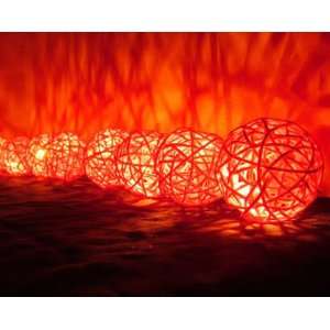  Pink Rattan Ball Patio Party String Lights (20/set)