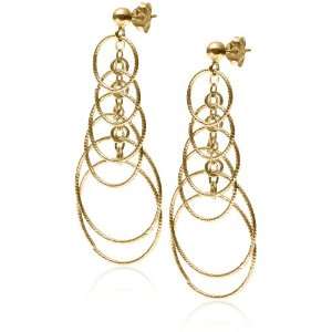  14k Yellow Gold Multi Circle Drop Earrings: Jewelry