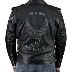   Ride to Live Premium Buffalo Leather Motorcycle Jacket   Size  2XL