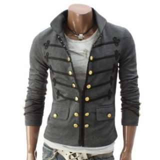  Doublju Mens Button Pointed Zipper Jacket (GXAK08 