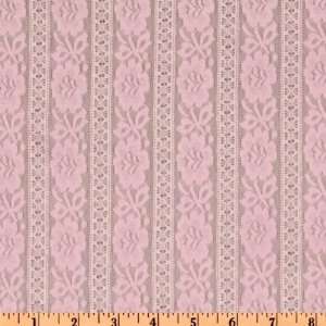  54 Wide Stretch Lace Stripes Baby Pink Fabric By The 
