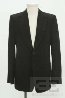 Ann Demeulemeester Black Wool And Cotton Topstitched Mens Blazer Size 