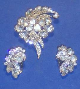 Pc Vintage Signed EISENBERG ICE Demi Parure Brooch Pin Clip Earrings 