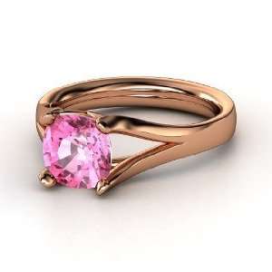    Enrapture Ring, Cushion Pink Sapphire 14K Rose Gold Ring: Jewelry