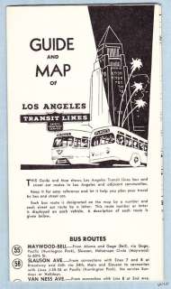Vintage LOS ANGELES MAPS MTA ROUTE 1960 & LOS ANGELES GUIDE TRANSIT 