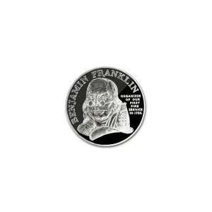  1992 Ben Franklin Firefighters Silver Medal 1oz   Proof 