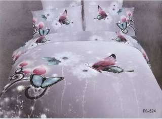 New fashion purple butterfly Cotton queen Bed Duvet Quilt Cover Doona 
