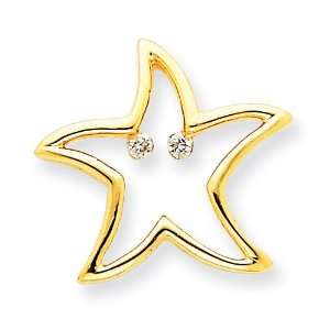  14k Yellow Gold Diamond Star Fish Pendant: Jewelry