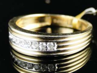   GOLD ROUND CUT CHANNEL SET DIAMOND WEDDING BAND RING 1/4 CT  
