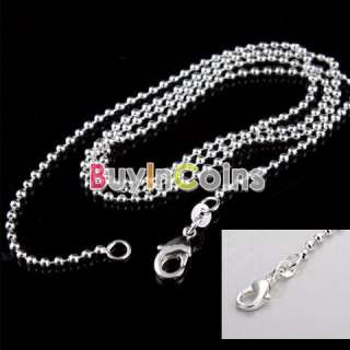 New 3mm Silver Plated Round Ball Bead Chain Necklace 24 Inch  