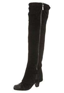 NEW LATITUDE FEMME SILKY CUISSARDES BLACK SUEDE BOOTS  