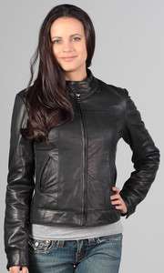 Womens Black Short Minimalistic Leather Jacket by Knoles & Carter 