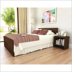 Sonax Brook Hollow Core Queen Bed & Nightstand Urban Maple Bedroom Set 