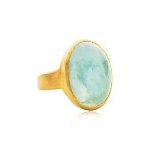  Oval Aquamarine & Vermeil Ring, Size 9 Jewelry