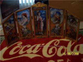 RARE 1986 Coca Cola 5 SCREEN STAINED Coke GLASS LTD SET  