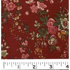   Wide ROSE GARDEN BURGUNDY Fabric By The Yard: Arts, Crafts & Sewing