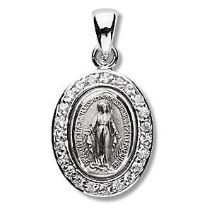  Sterling Silver Small Oval Miraculous Medal Mother of God 
