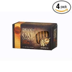 Deans of Scotland Stem Ginger Oat Cookies, 5.3 Ounce Boxes (Pack of 4 