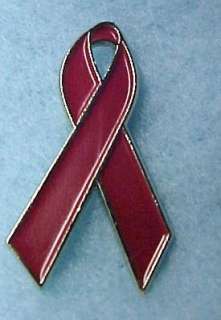 Brand new Brain Aneurysm burgundy awareness ribbon and silver plated 