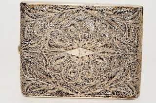 ANTIQUE FILIGREE SILVER CASE/BOX ALL HAND ENGRAVED HAS AT ENGRAVED 