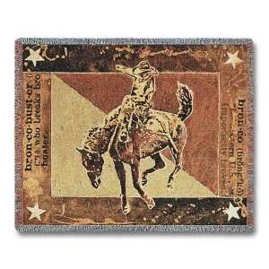  Bust Over Moon Cowboy Bronco Horse Rider Throw Blanket 