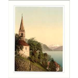 Montreux the chruch and Dent du Midi Geneva Lake Switzerland, c. 1890s 