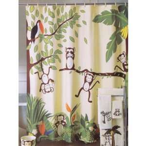  Monkeying Around Monkey Printed Fabric Shower Curtain 