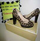 Michael Kors Flex Peep Open Toe Pony Hair Leopard Cheetah Pump Shoes 6 