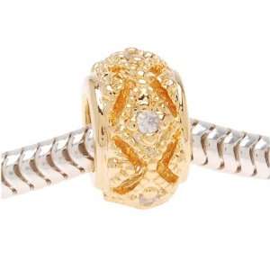  Gold Vermeil Filigree European Style Bead With Crystal 10 