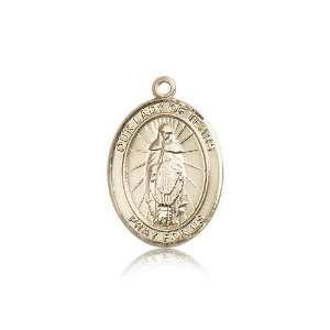 14kt Gold O/L Our Lady of Tears Medal 1 x 3/4 Inches 7346KT No Chain 