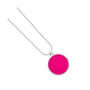  1 Hot Pink Enamel Disc   Silver Plated Snake Chain Charm 