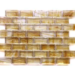  Mirabelle Collection Glass Tile Golden Brown Brick Pattern 