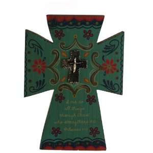 Light Blue Decorative Cross   I Can Do All Things..   Hanging Wall 