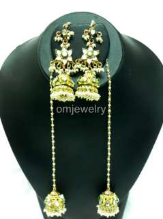 Victorian Pearl Meena Kundan Gold Plated Jodha Earrings  