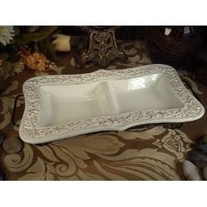  Wedding Favors 2 Sectional dish with stand ivory Trieste 