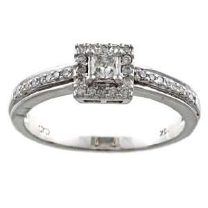   2ct Pave Princess Cut Diamond Engagement Ring (G H, I1 I2): Jewelry